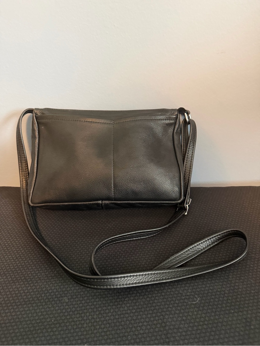 Classic Black Leather Crossbody Bag - by Leather Designs Co.